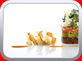 Exotic Salad of King Crab with Hawaiian Tuna Poke, Purple Avocado Guacamole with Pomelo and Orange Salsa1-1